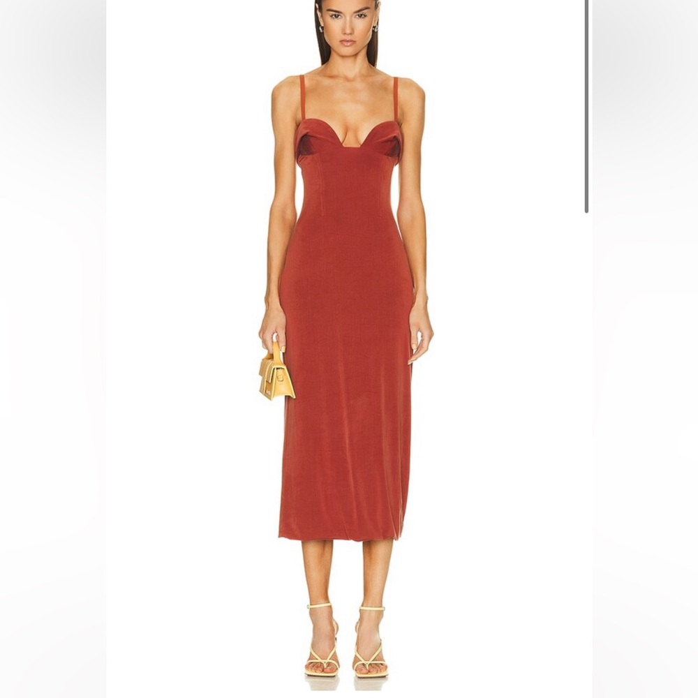 Jacquemus La Robe Praia Midi Dress - rust/terracotta - FR 34/US XS